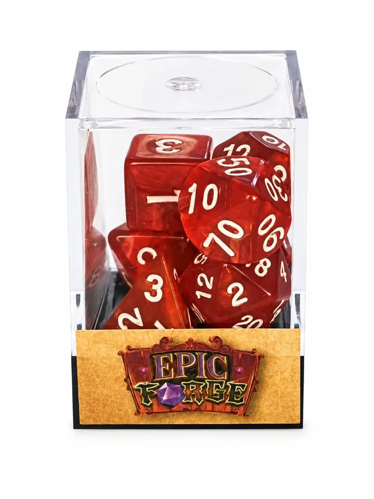 Lot de 7 Dés multiformat en boîte - Rouge nacré