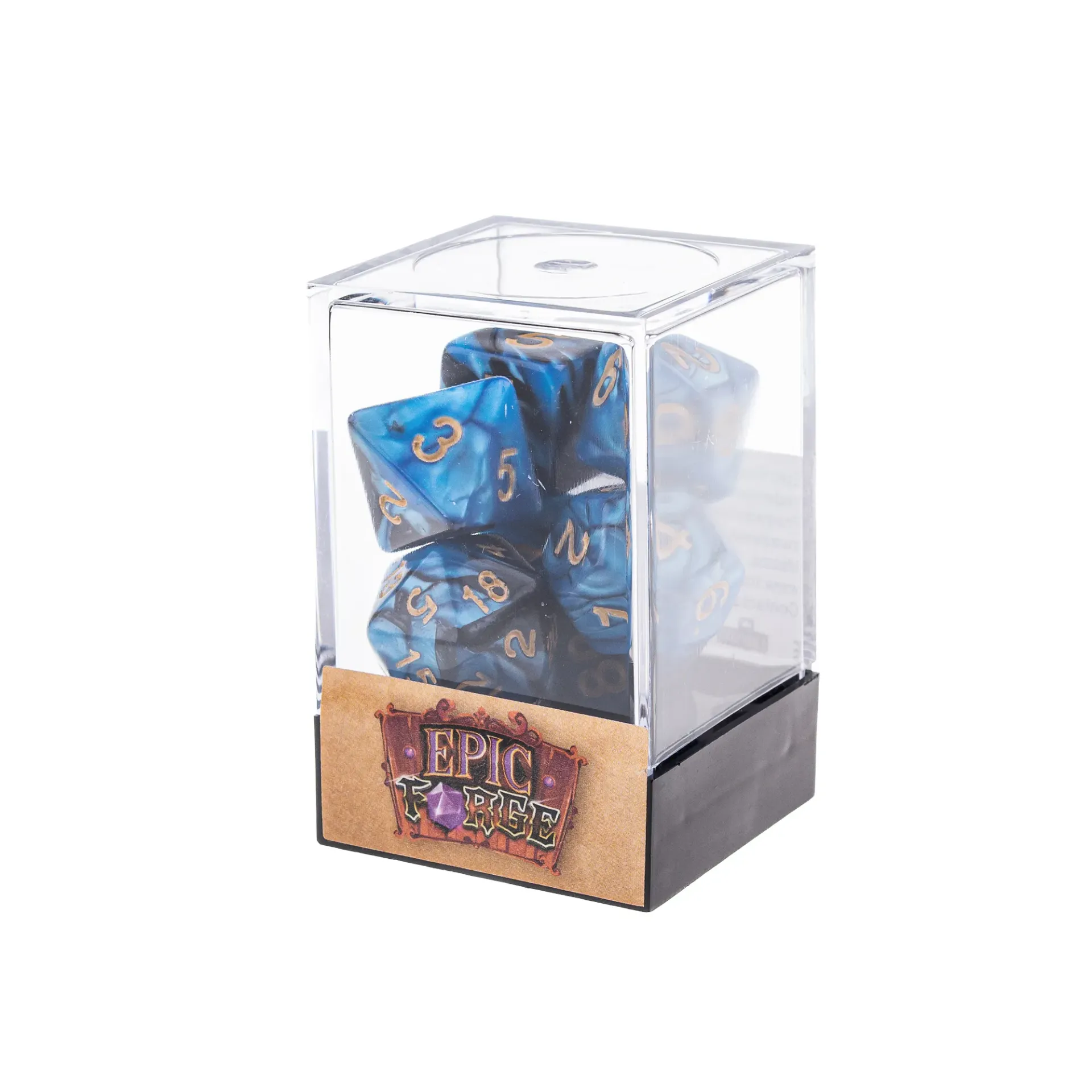 Lot de 7 dés – Fusion Bleu et noir