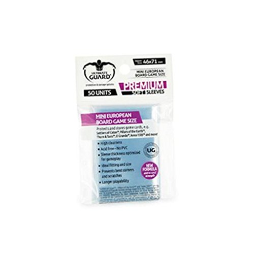 Ultimate Guard Mini European Sized Premium Clear Card Sleeves for Board Games (50 Ct)