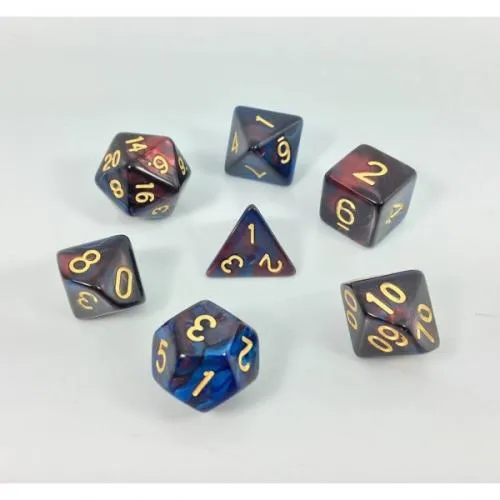 Lot de 7 dés en boîte – Fusion Rouge et bleu