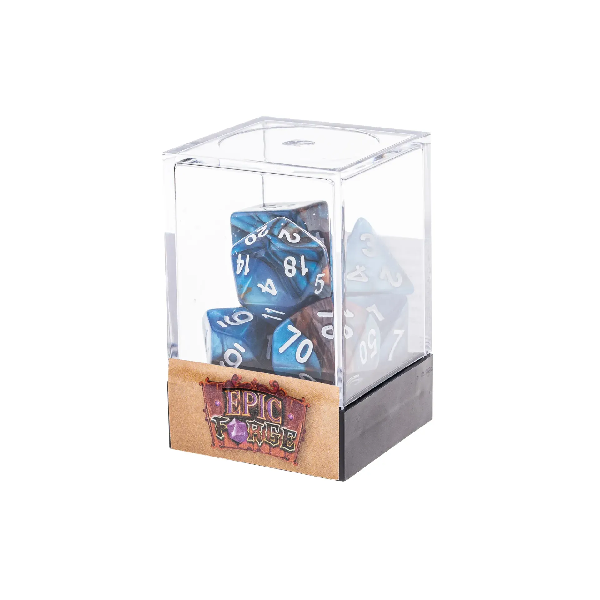 Lot de 7 dés en boîte– Fusion Bleu et or