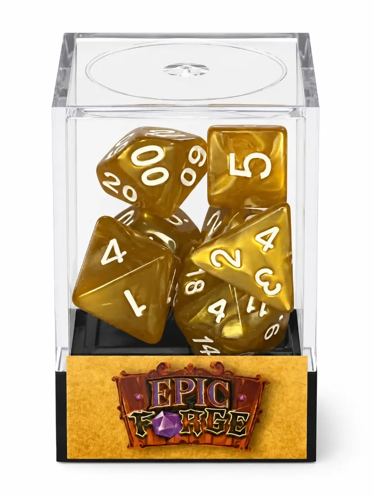 Lot de 7 Dés multiformat en boîte - Or nacré