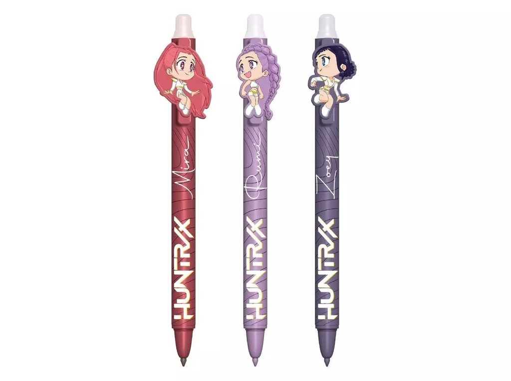 K-POP DEMON HUNTERS - 3 Stylos à Gel Effaçable +Head Topper
