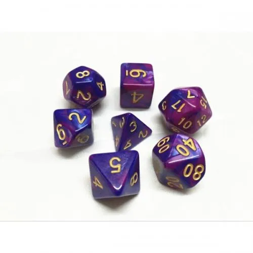 Lot de 7 dés en boîte – Fusion Bleu et violet