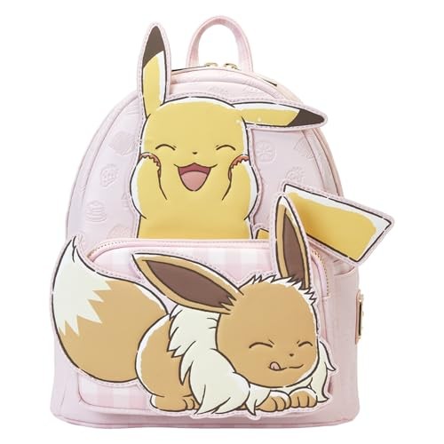 Sac LoungeFly - Pink Pokemon 3D Pikachu & Eevee Mini Faux Leather Backpack - Multicolored